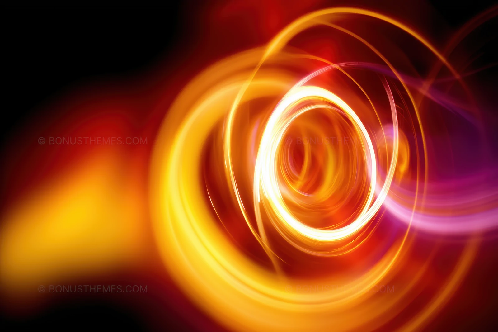 Abstract Red and Gold Light Spirals on Black Background | AI Graphic