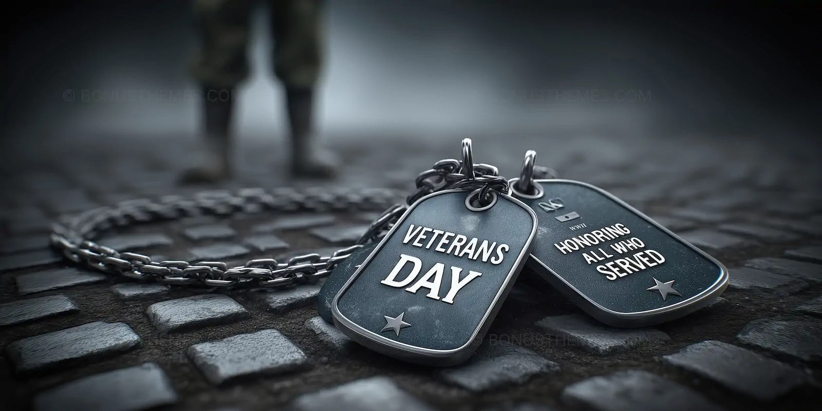 Black and White Veterans Day Dog Tags | Patriotic Military AI Image