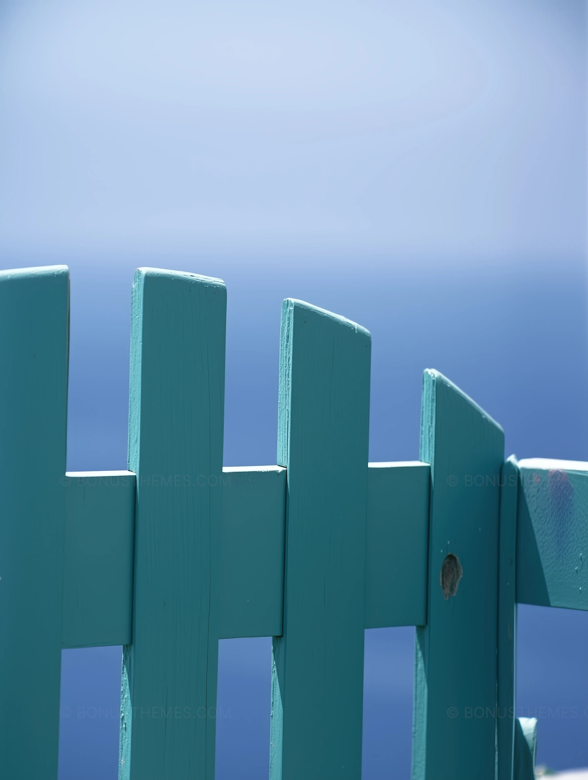 Blue Wooden Fence with Closed Gate and Ocean View | Coastal AI Image