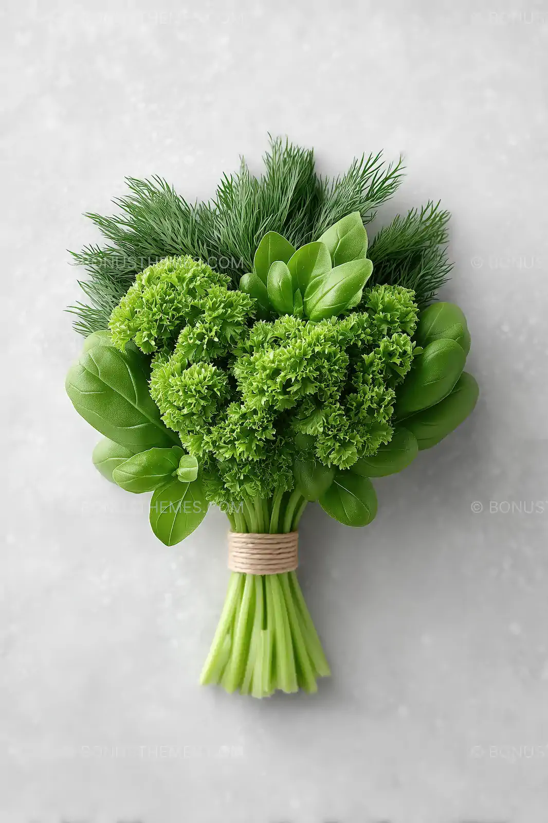 Bouquet of Green Herbs - Parsley, Basil & Mint | Culinary AI Image
