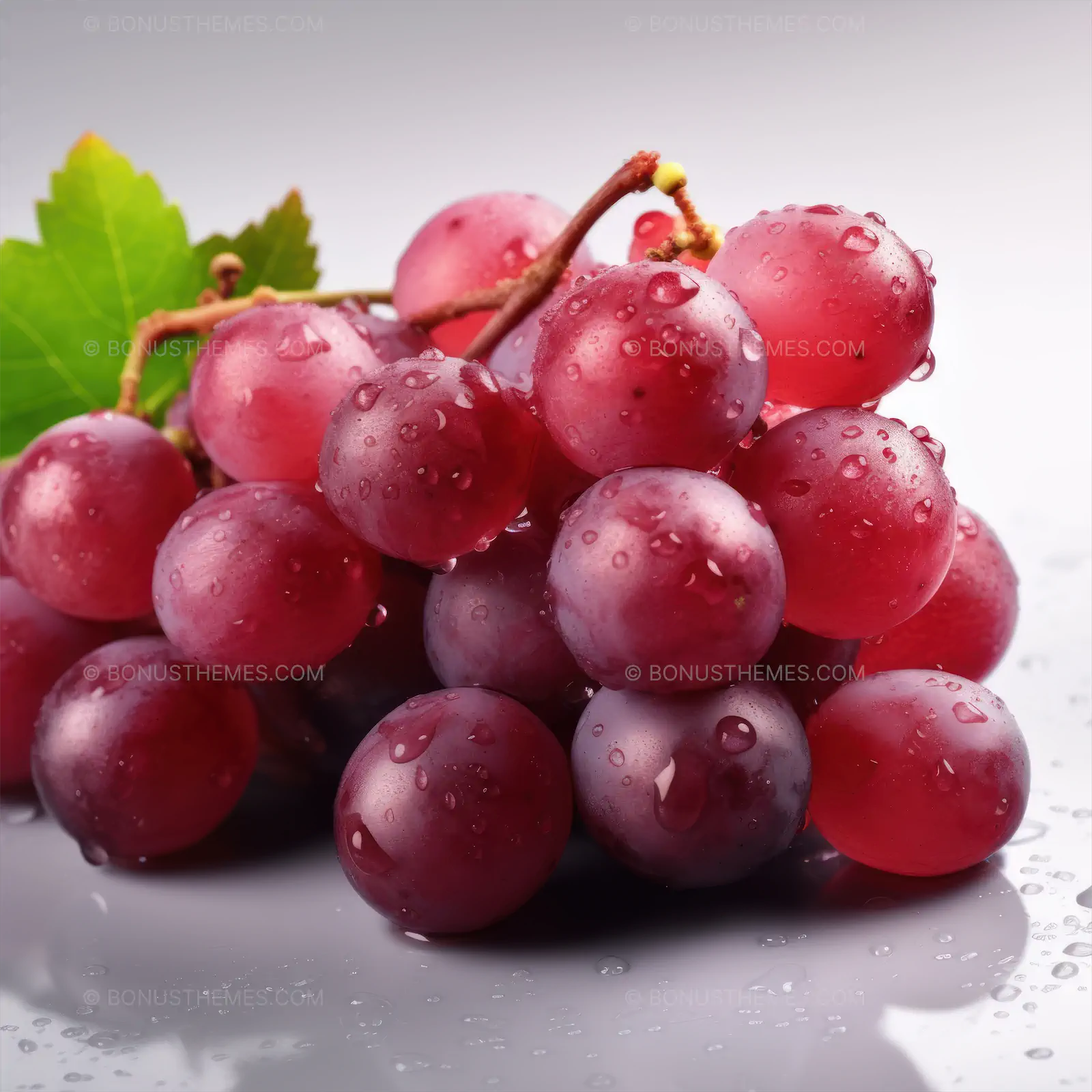 Bunch of Fresh Red Grapes with Glistening Water Droplets | AI Generated Fruit Image