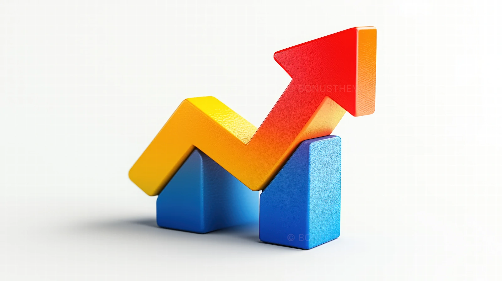 Business Growth Arrow on Blue Blocks - 3D Success Concept | AI Image