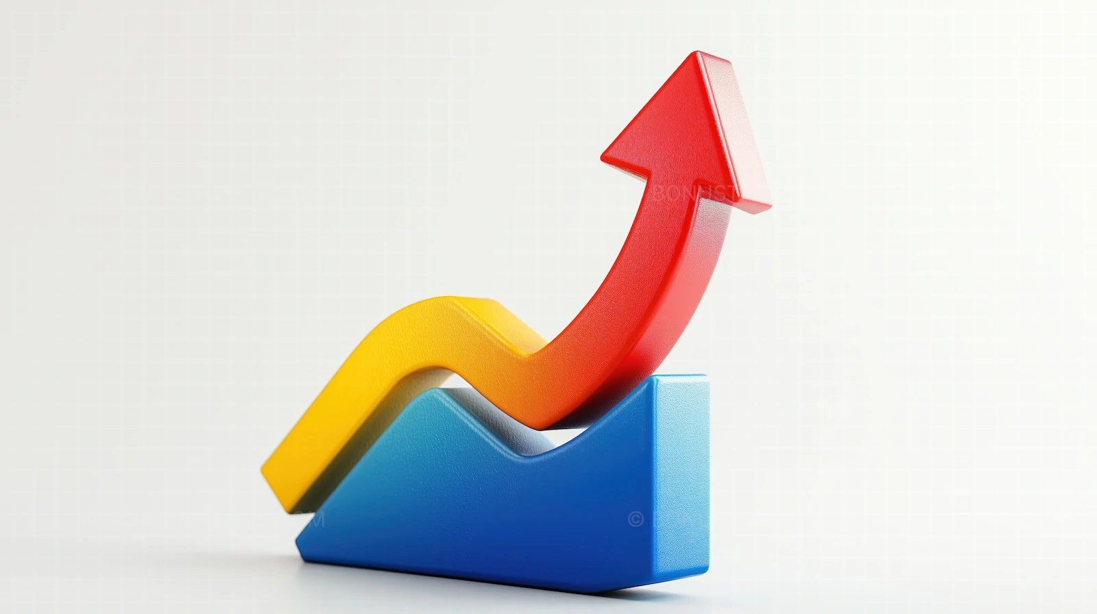 Business Growth Concept - Red & Yellow Upward Arrow with Blue Diagram | AI Image