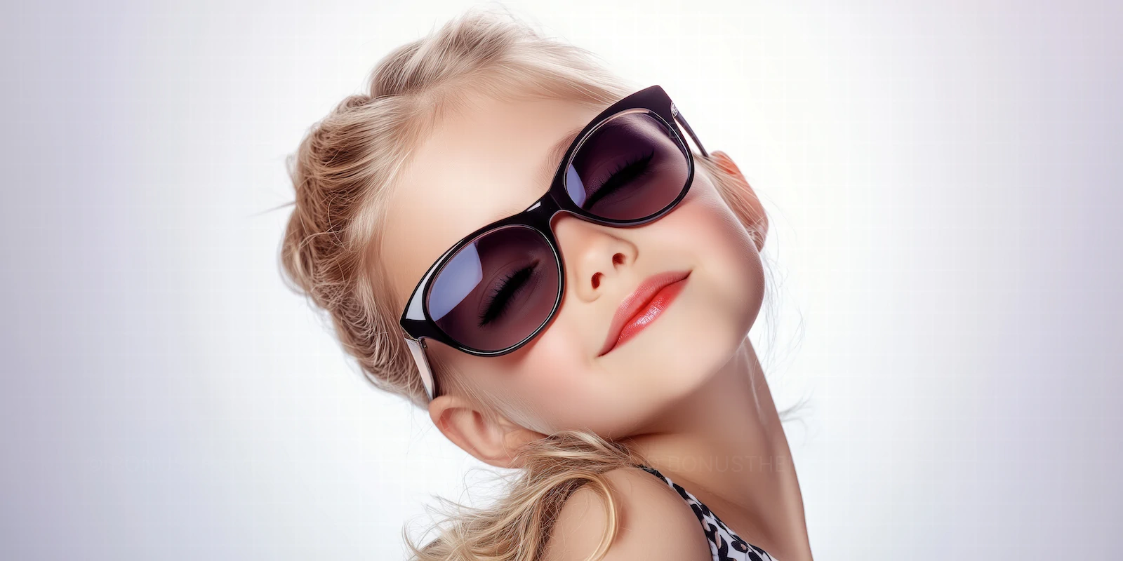 Charming Youth Fashion Portrait | Young Girl in Stylish Black Cat-Eye Sunglasses AI Generated Image