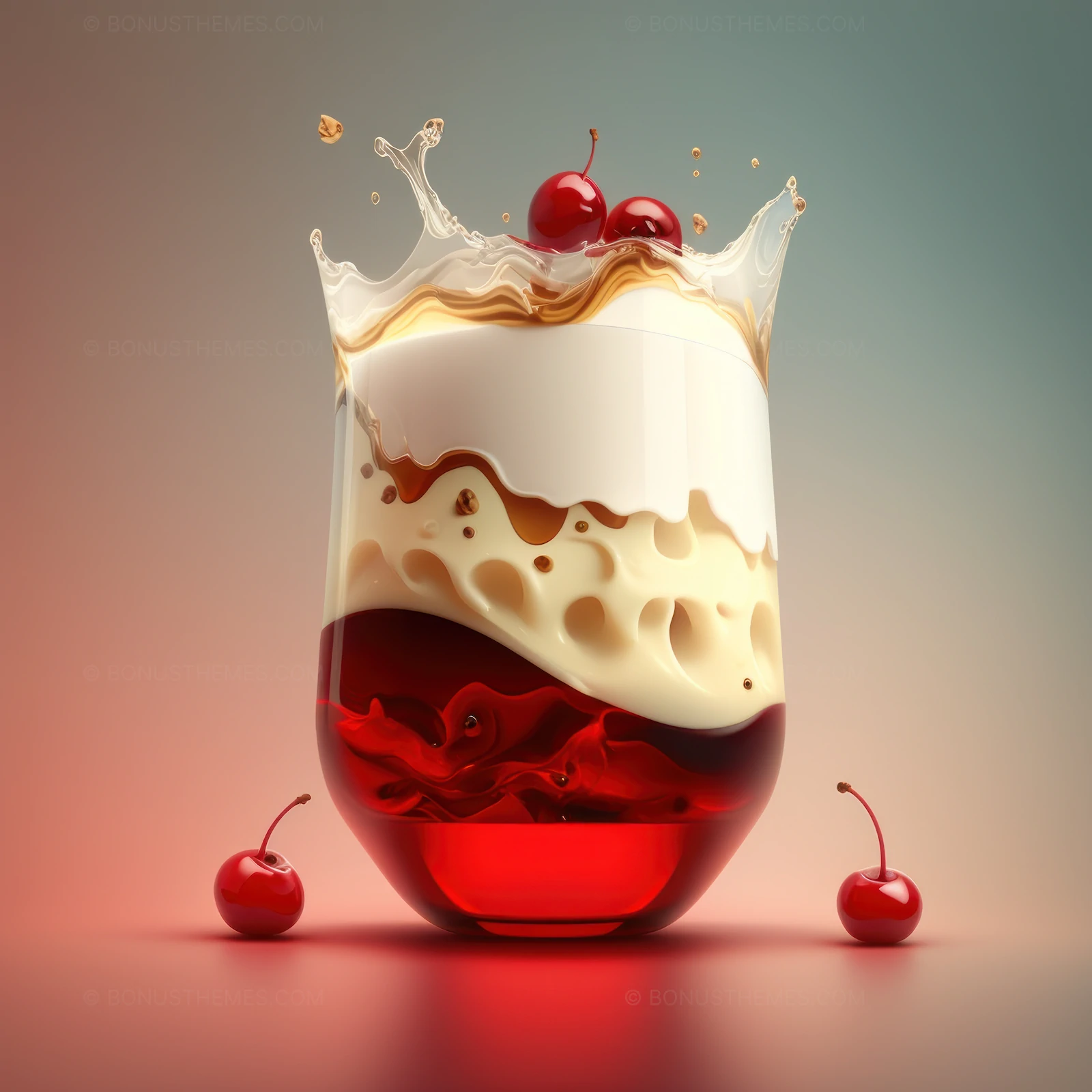 Splashing Cherry on Red Drink | Dynamic AI Generated Beverage Image
