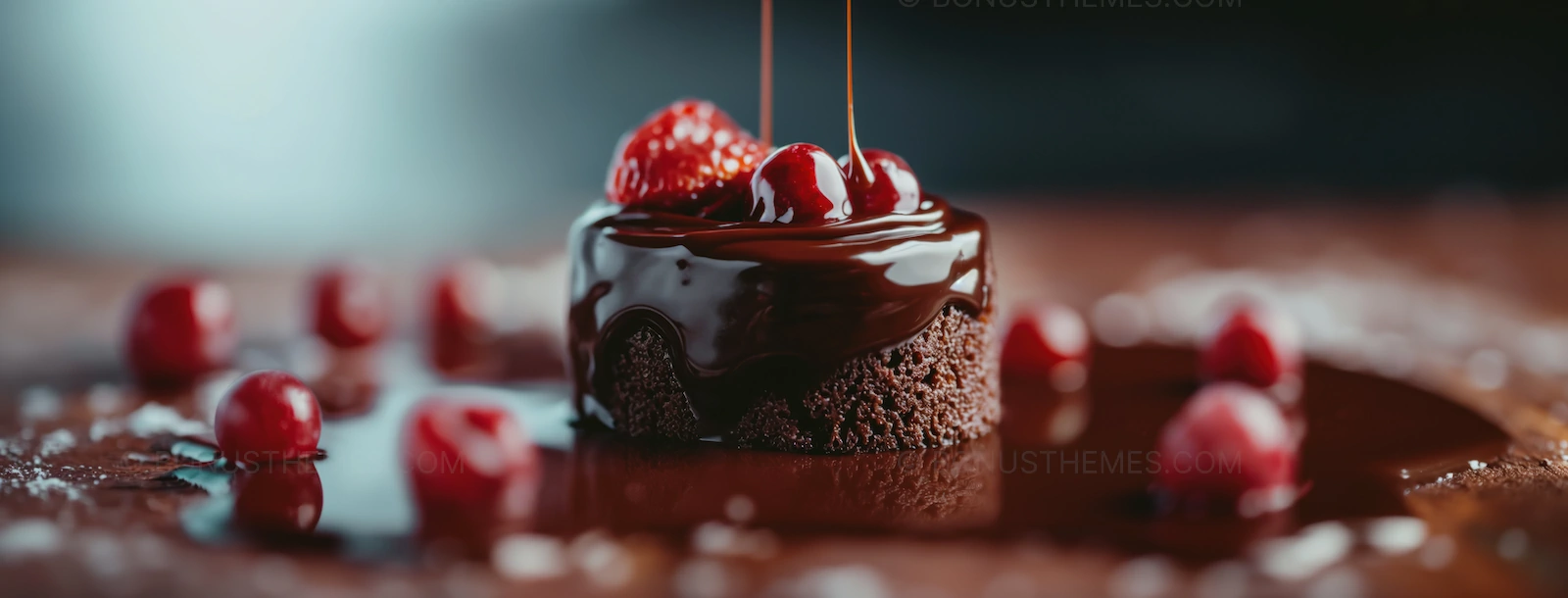 Chocolate Cake with Strawberries & Chocolate Drizzle - AI Generated Dessert Image
