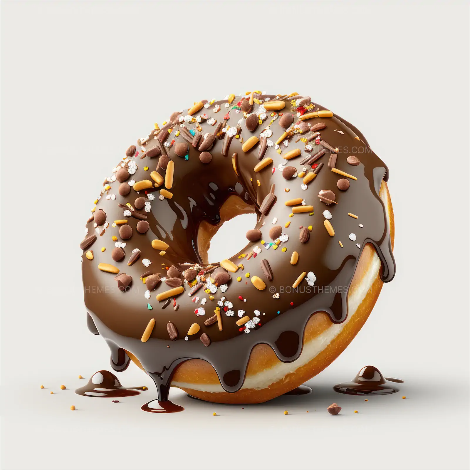 Decadent Chocolate Donut with Sprinkles & Drizzle | Indulgent Bakery AI Generated Image