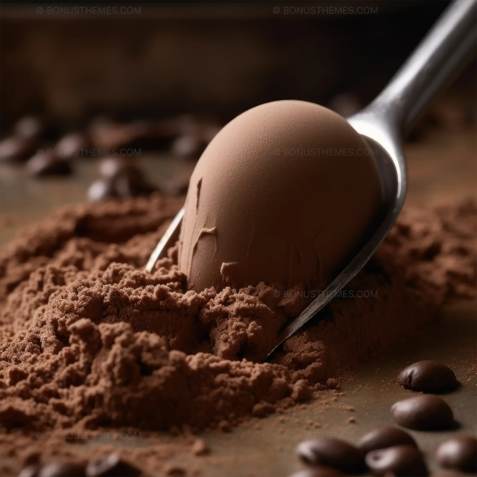Rich Chocolate Ice Cream Scoop on Dark Background | Realistic AI Generated Gourmet Dessert Visual