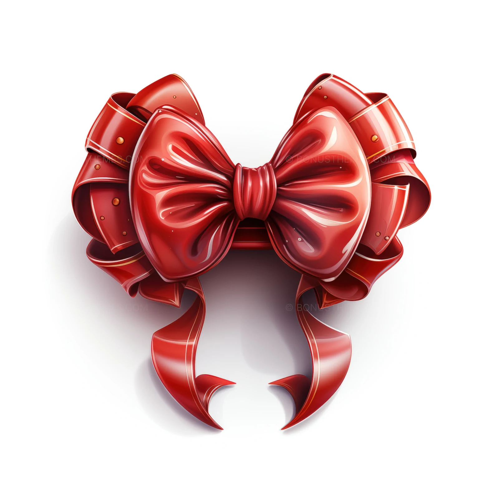 Christmas Red Bow with Ribbons | Festive Holiday Decoration AI Image
