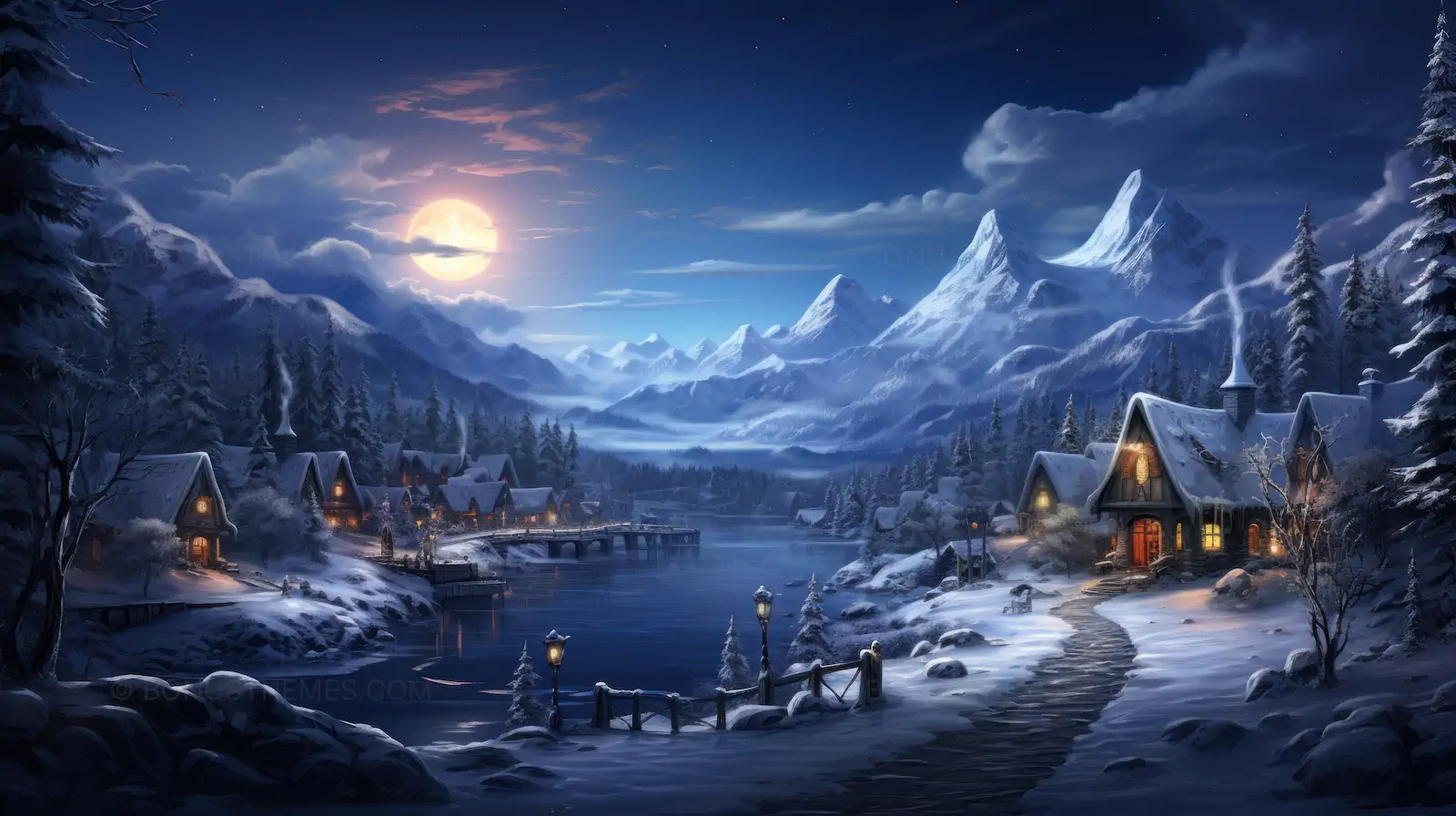 Christmas Winter Wonderland Landscape | Magical AI Generated Festive Snowy Scene