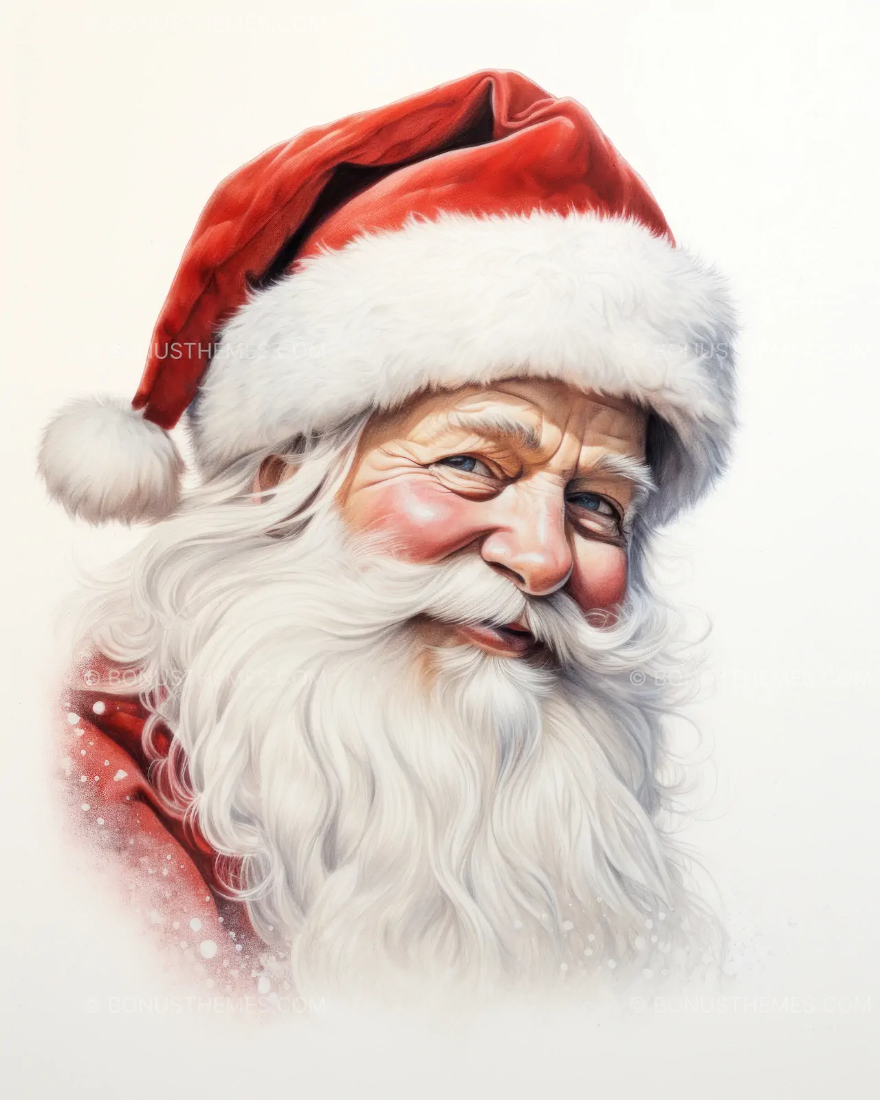 Closeup Portrait of Santa Claus | Festive White Background AI Image