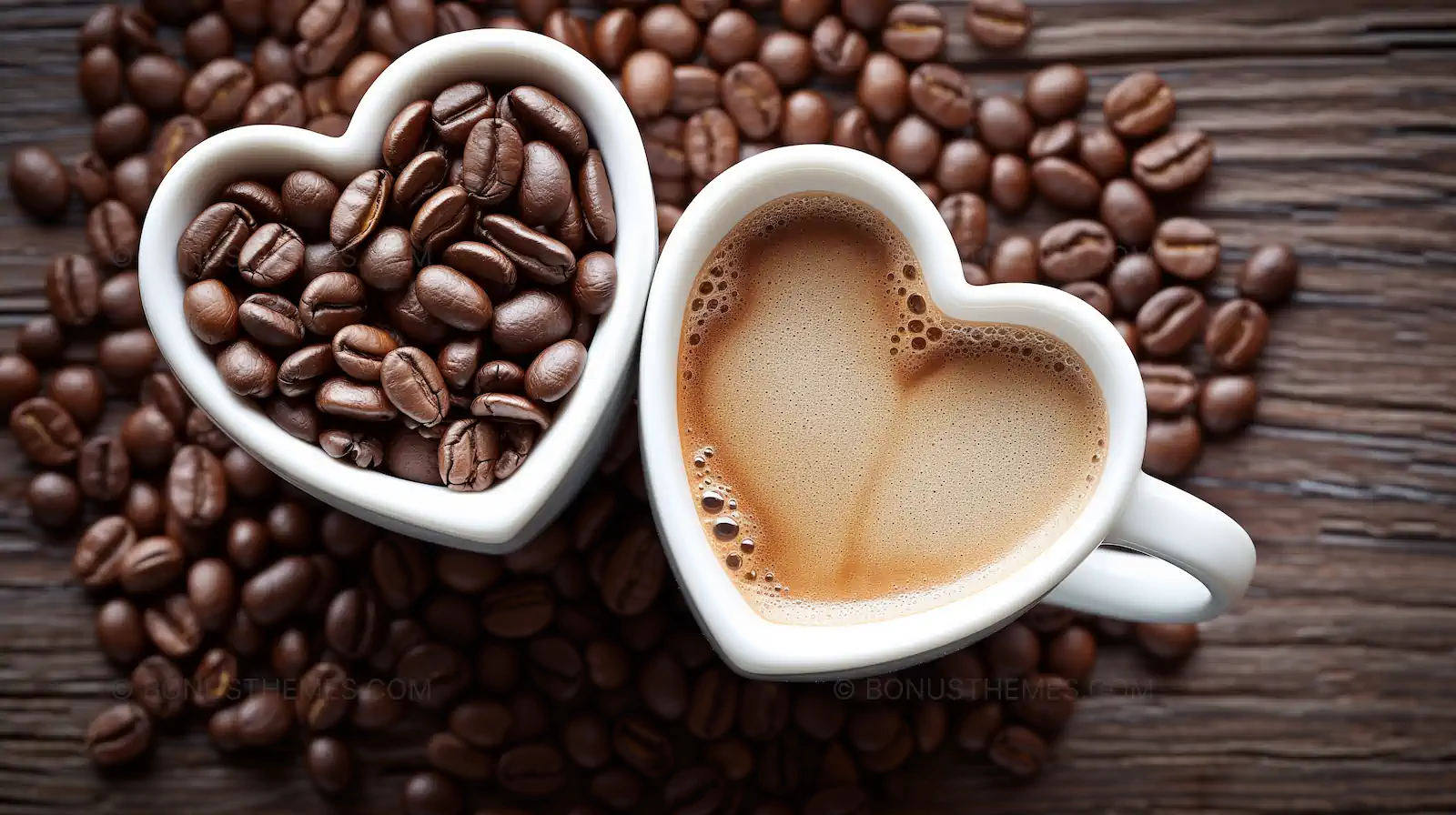 Coffee Love - Bean Heart Harmony in Artistic Display | AI Generated Image