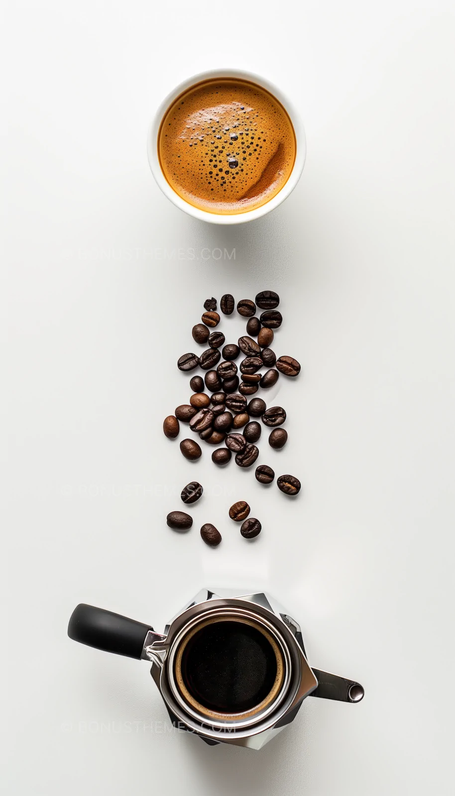 Coffee Pot and Cup of Coffee on White Table | Elegant AI Beverage Image