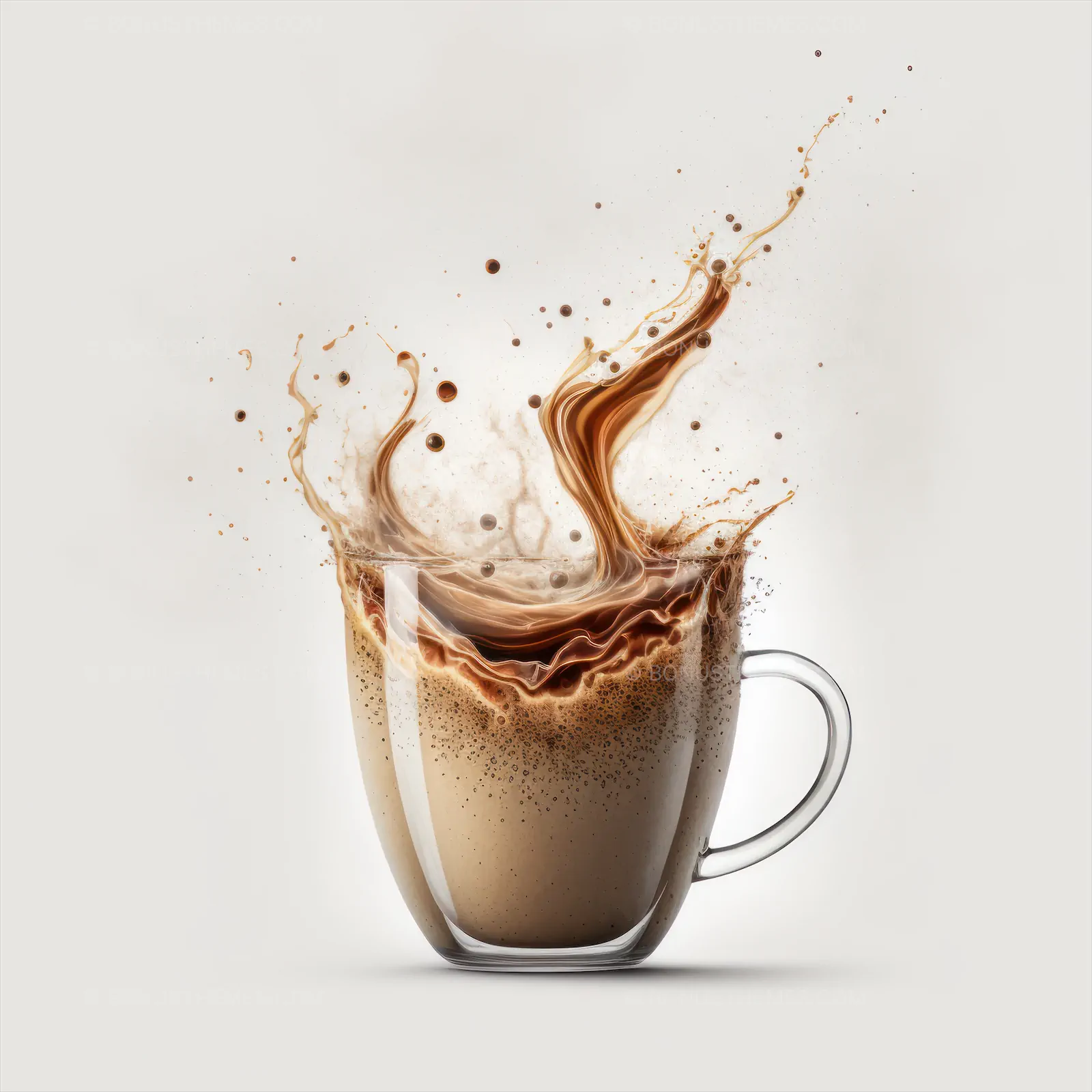 Cup of Coffee with Milk Splash & Foam Swirl | Premium AI Generated Beverage Image