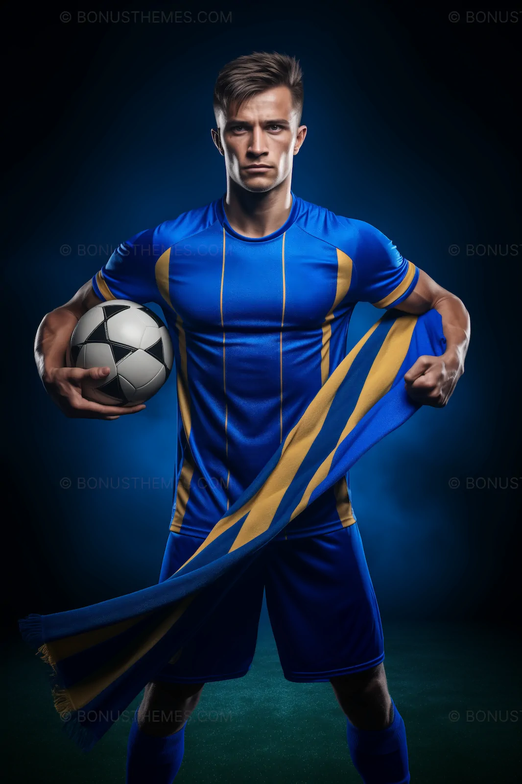 Confident Soccer Player with Ball - Sports Portrait | Football AI Image