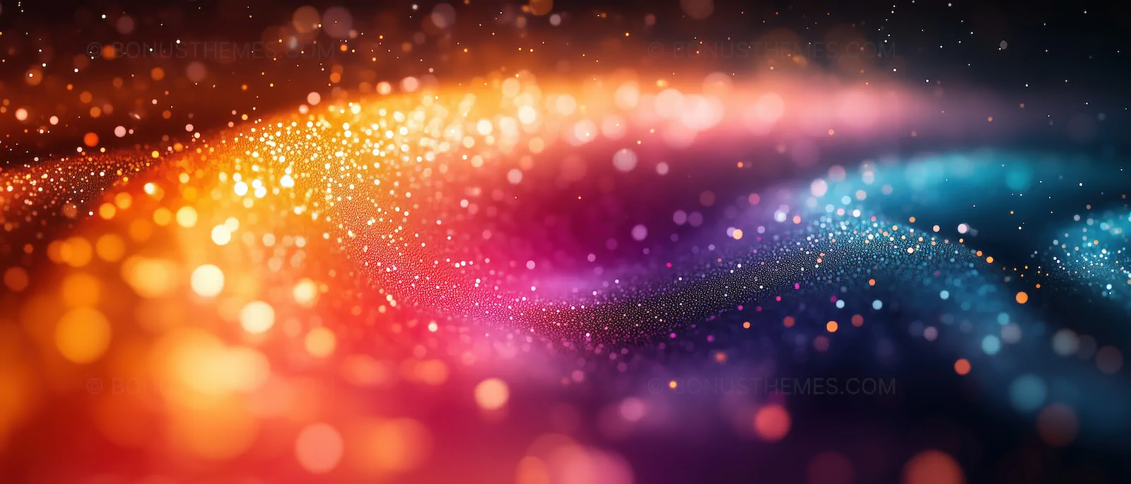 Flowing Waves of Orange and Blue Bokeh Light Particles | Vibrant AI Generated Digital Energy Abstract