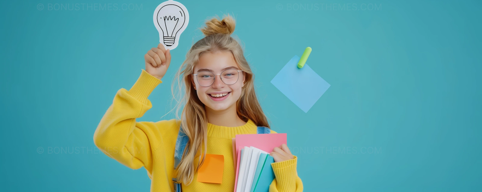 Creative Student Holding Idea Bulb - Educational Concept | Innovation AI Image