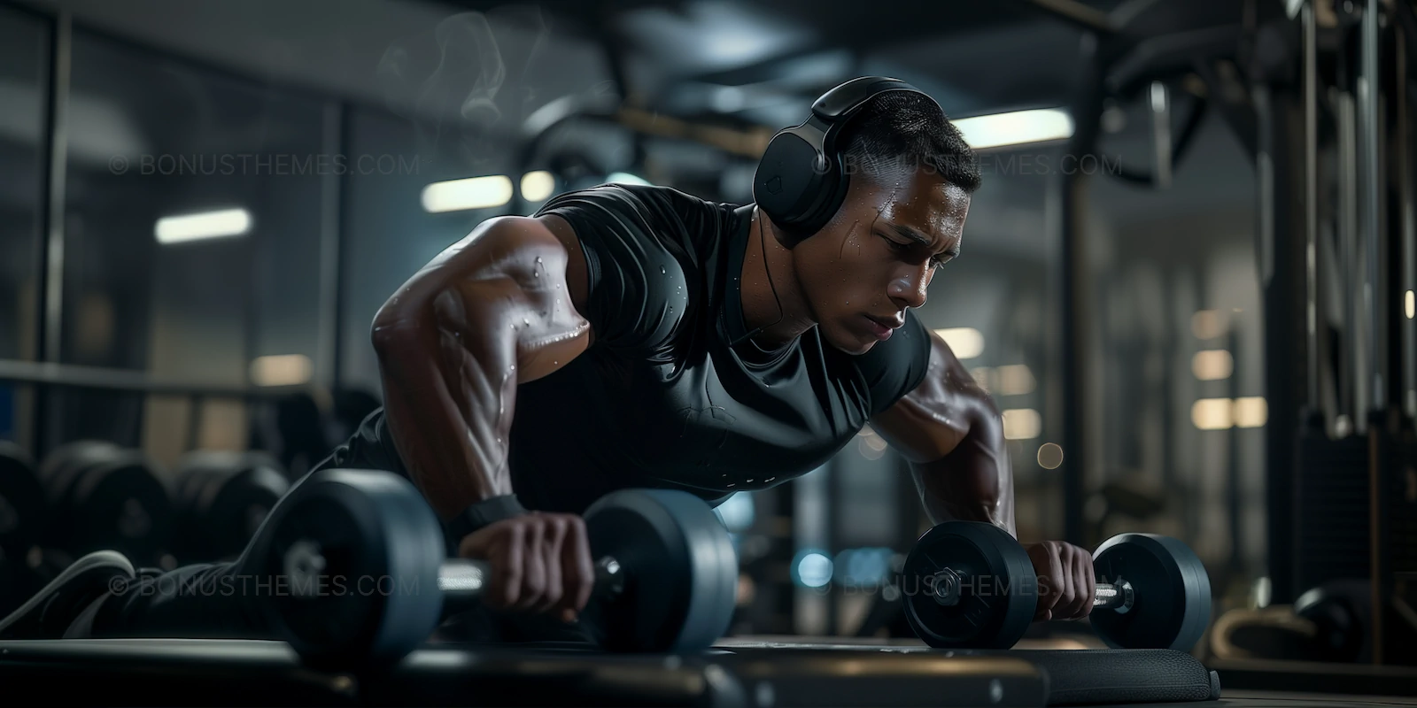 Determined Gym Man - Focused Workout | Strength & Discipline AI Image