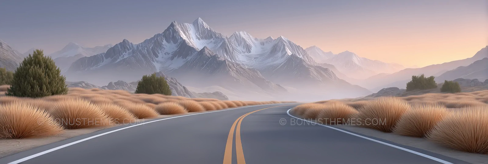 Empty Road with Mountain Range and Cloudy Sky | Travel AI Image