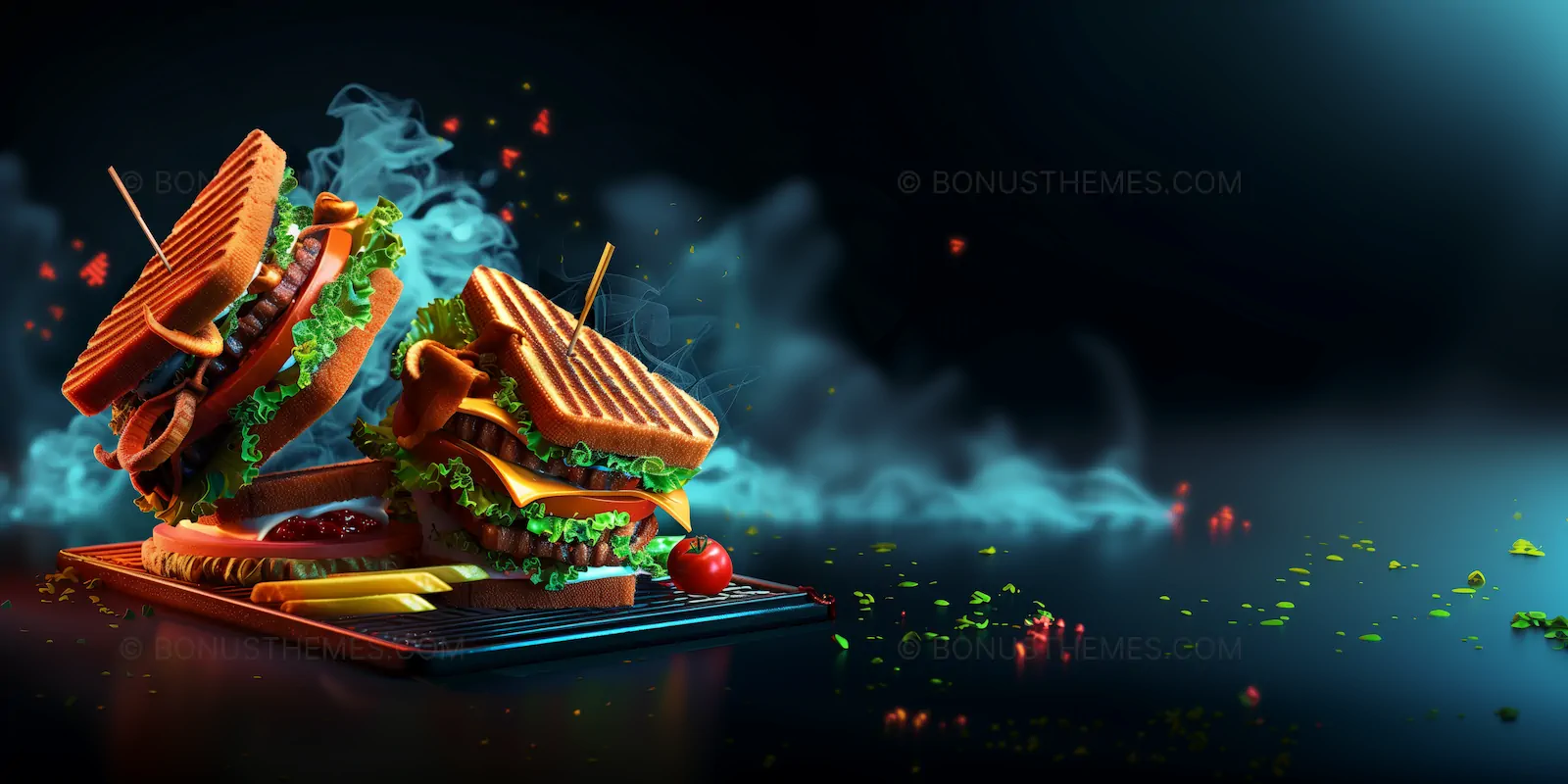 Floating Club Sandwich - Creative Food Poster | Advertising AI Image