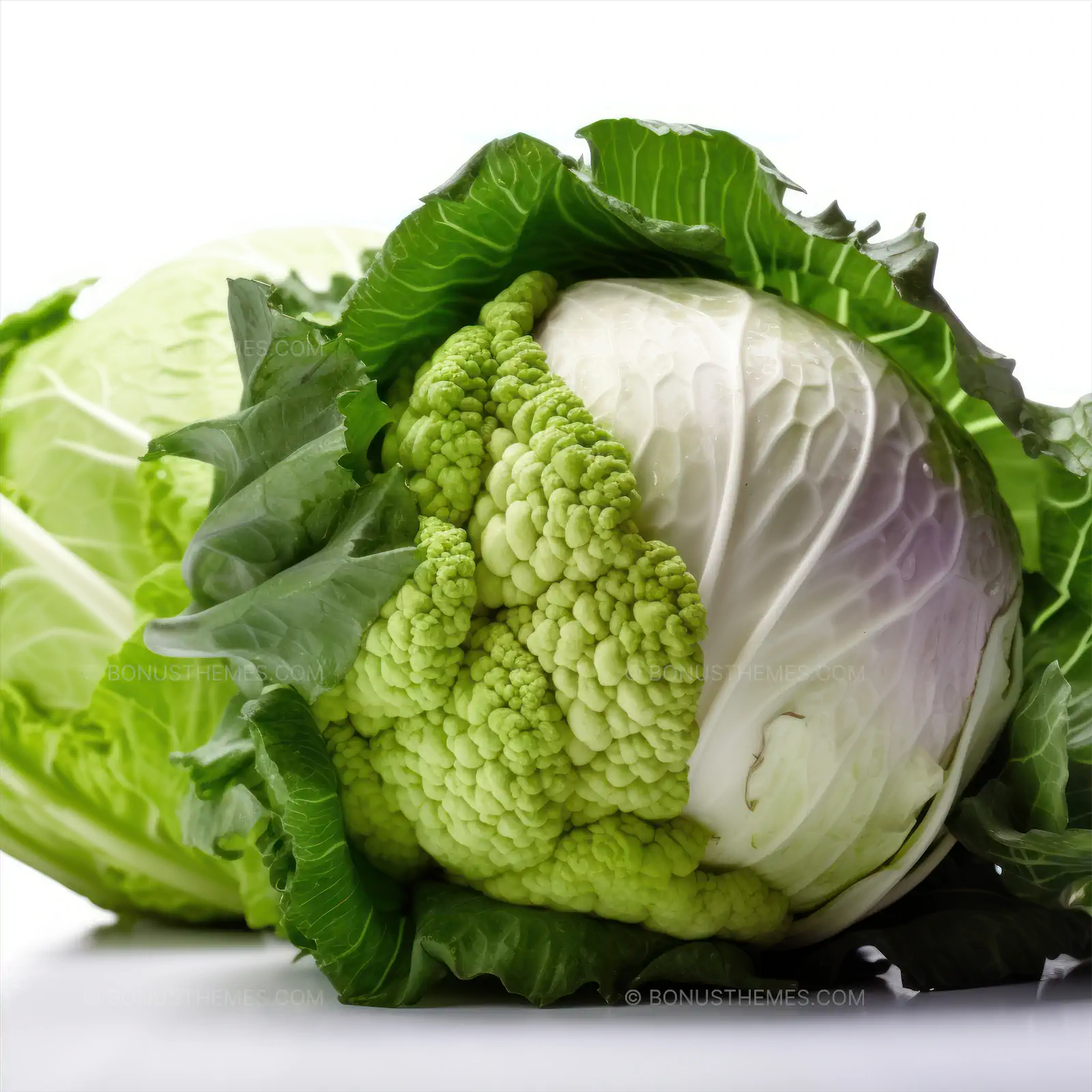Fresh Green Cabbage Isolated on White Background | Realistic AI Generated Vegetable Image