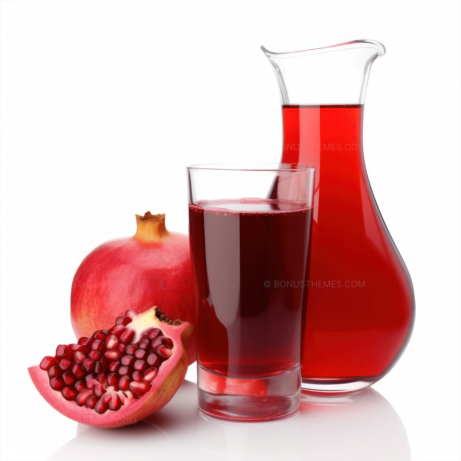 Fresh Pomegranate Juice in a Glass with Fruit Accents | Vibrant AI Generated Refreshing Beverage Image