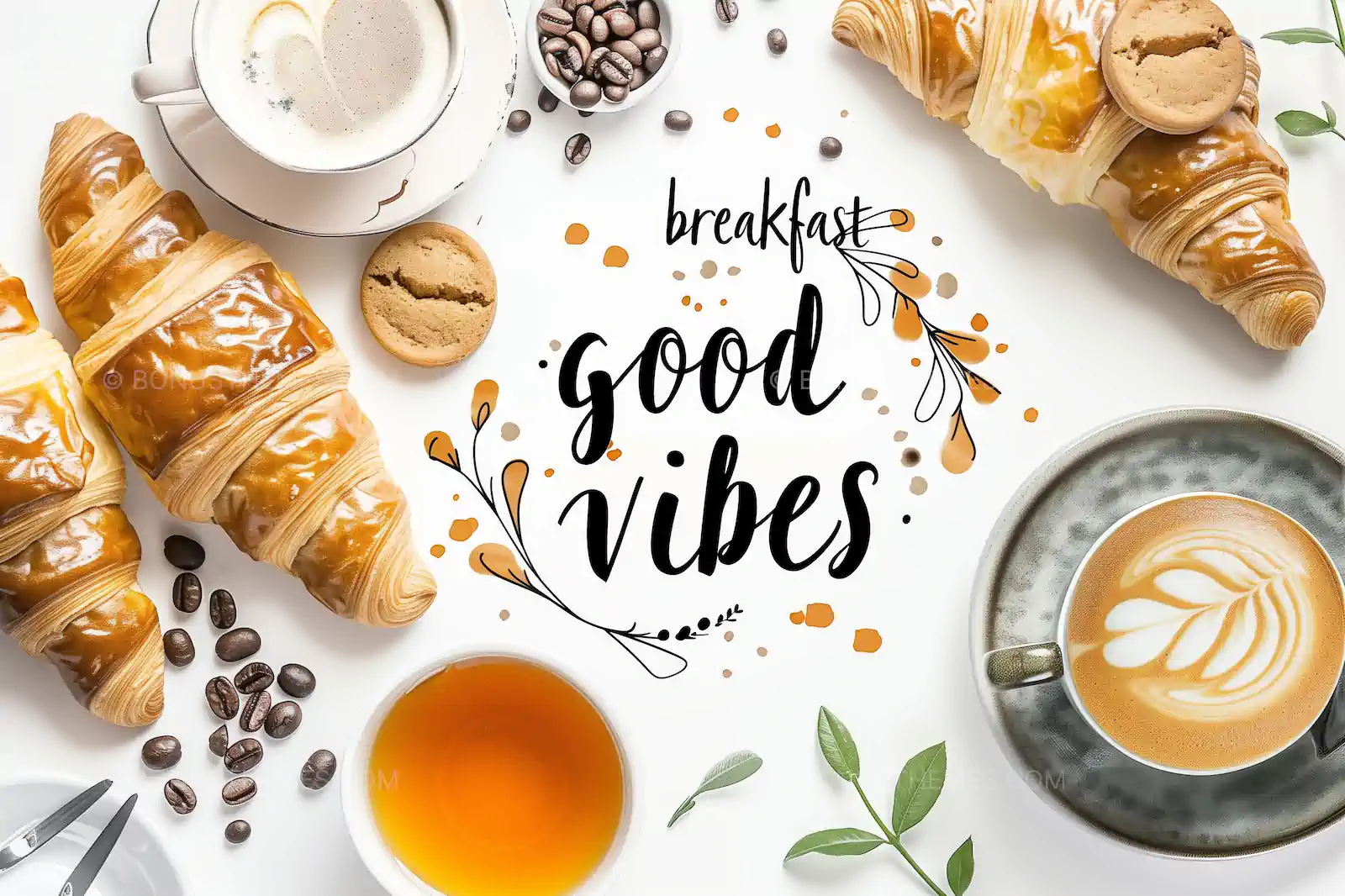 Good Vibes Coffee & Pastry Illustration | AI Generated Cafe Placemat Art