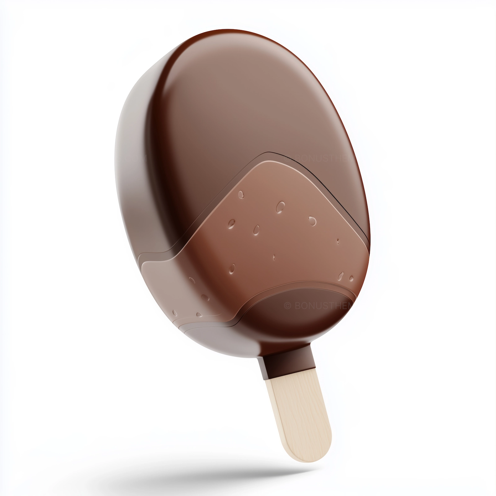 Gourmet Chocolate Ice Cream Bar on Wooden Stick | AI Food Image