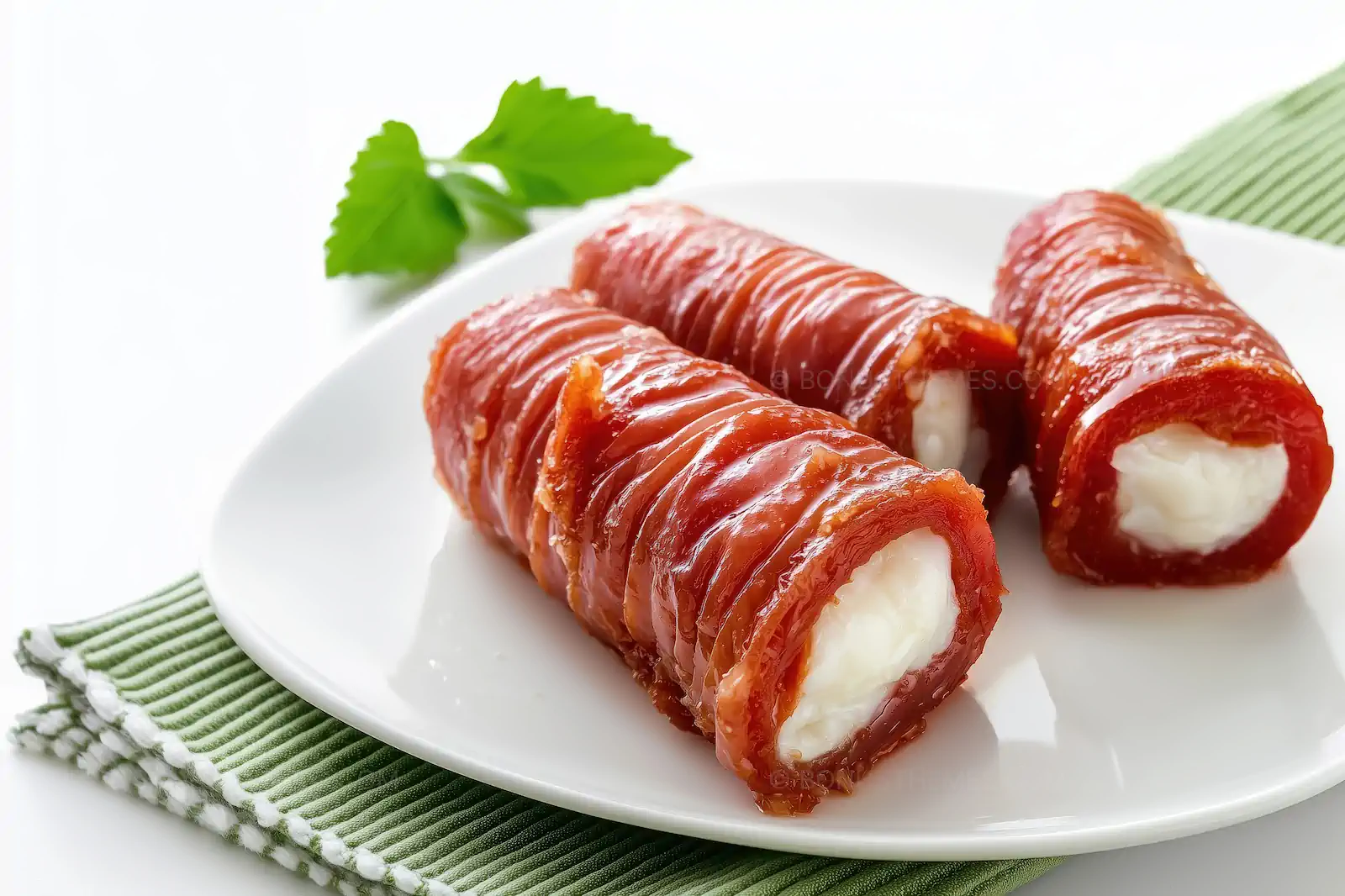 Gourmet Savory Red Pepper Wraps with Creamy Cheese Filling | AI Food Photo