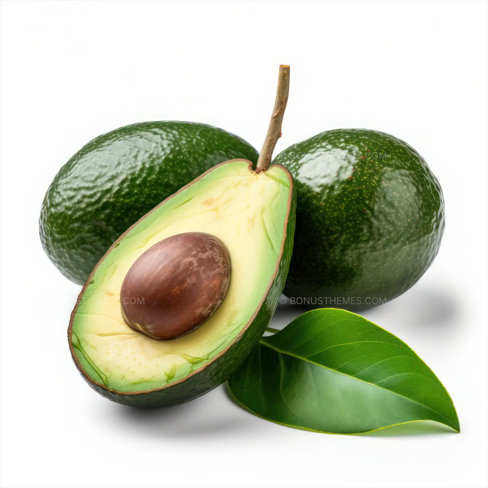 Fresh Green Avocado Half with Brown Seed | Realistic AI Generated Healthy Superfood Image