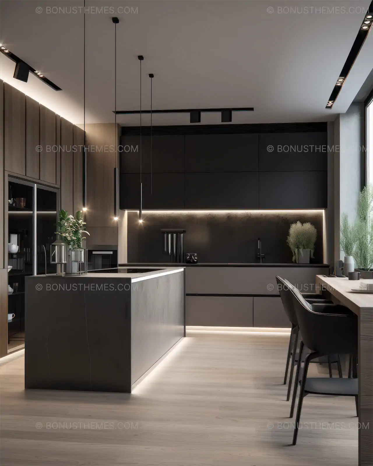 Modern kitchen with hidden lights