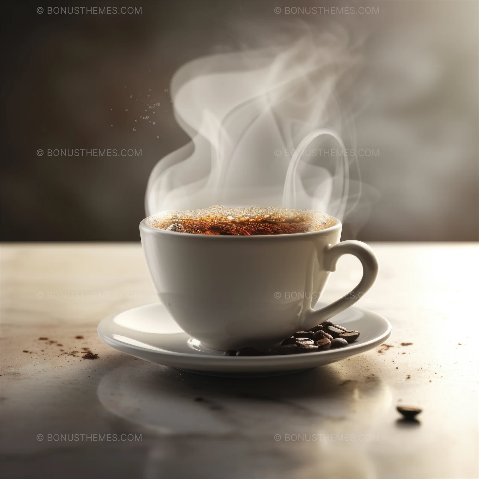 Cup of freshly hot kona coffee