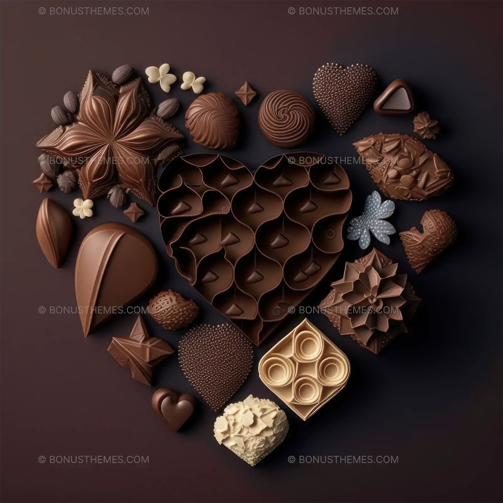 Valentine's day knolling chocolates heart shape