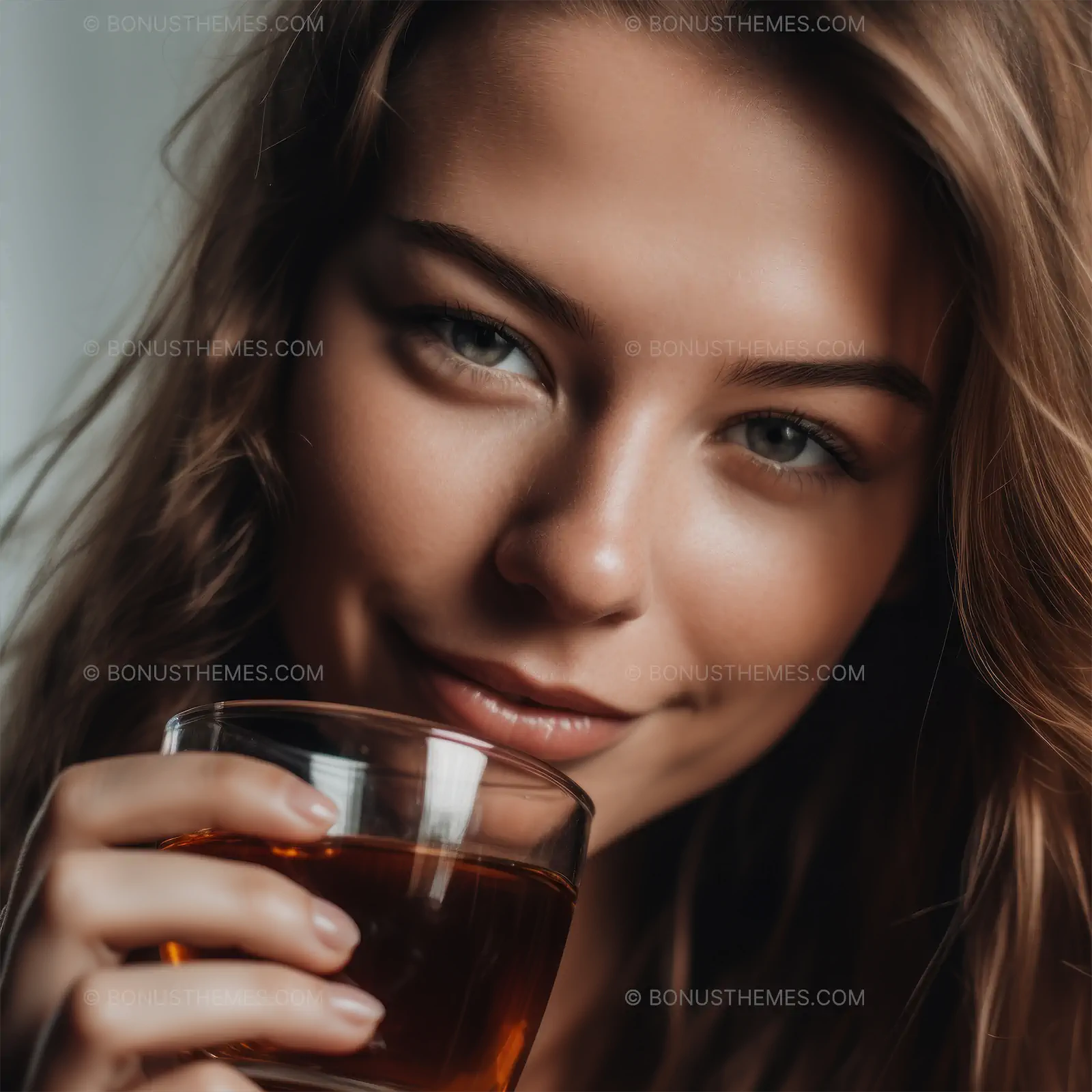 Woman with a glass of irish coffee