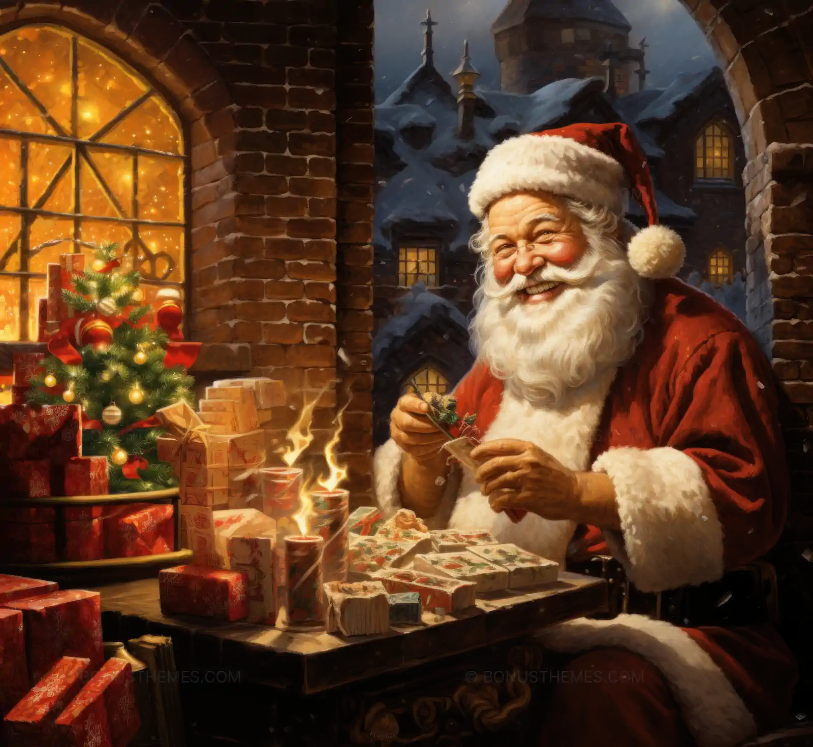 Santa clause prepairing christmas gifts