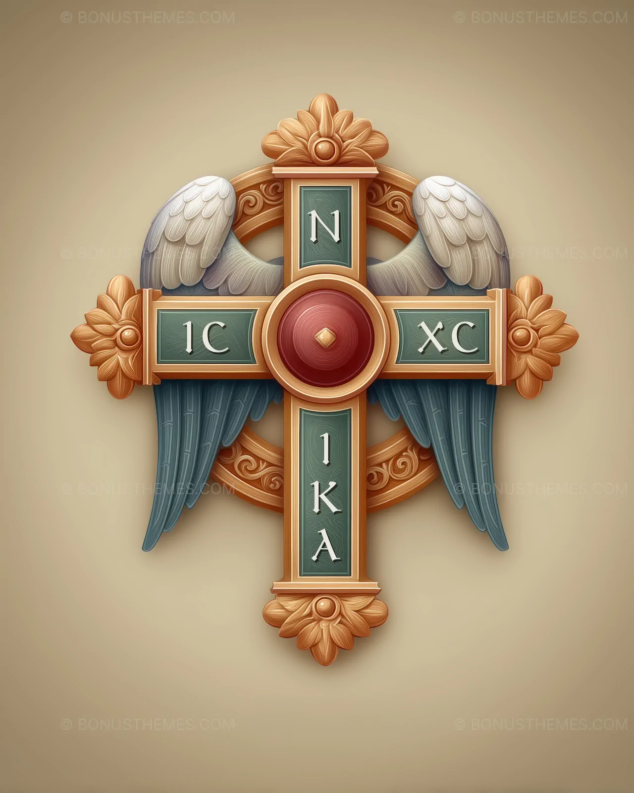 Jesus Christ IC XC NIKA Cross with Wings - Triumph Symbol AI Generated Image