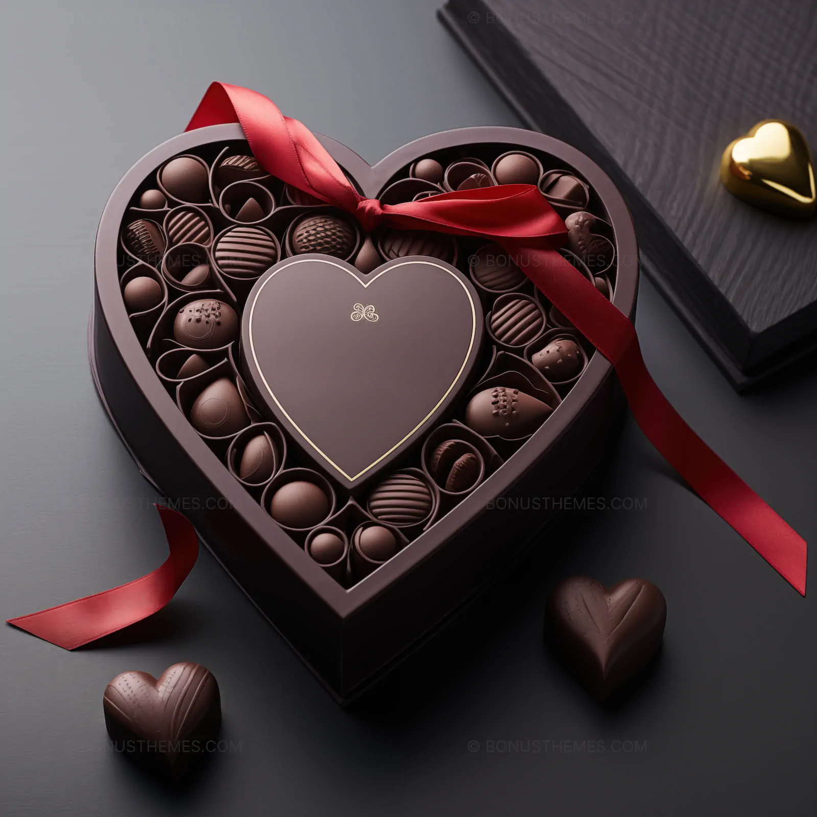 Minimalist Elegance - Chocolate Heart Gift | Romantic AI Image
