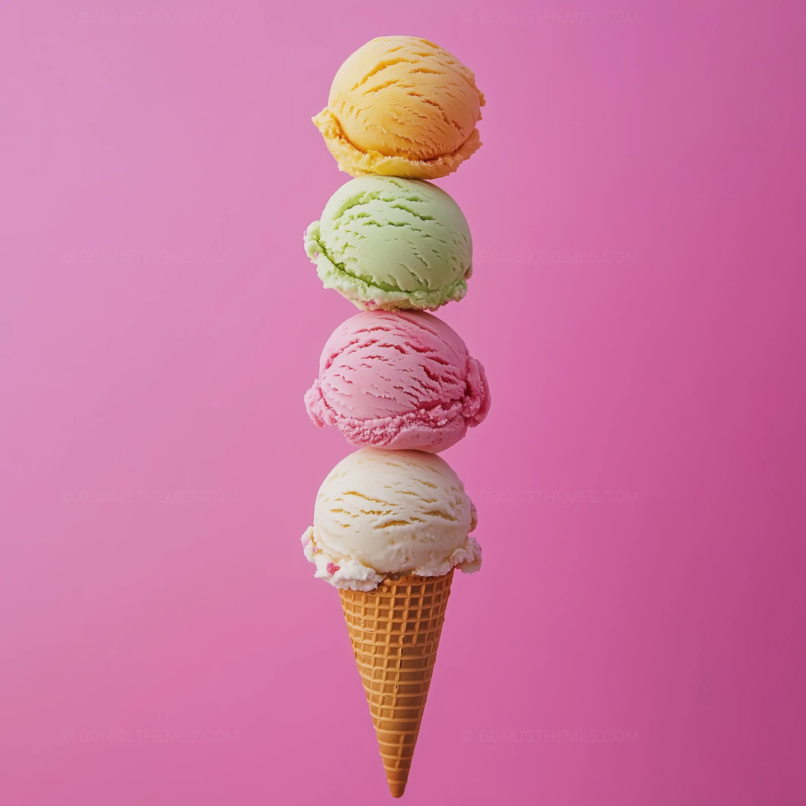 Multi-Flavor Ice Cream Cone Stack | Colorful Summer Dessert AI Art