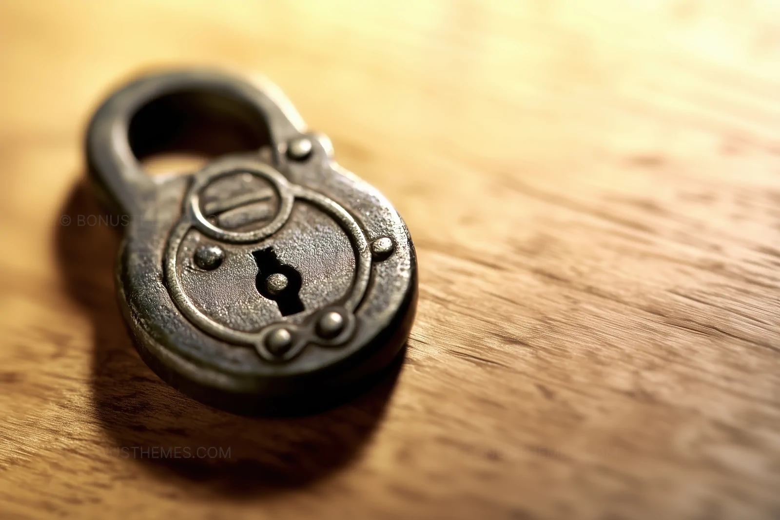 Old Silver Lock with Keyhole on Wooden Surface | Mystery AI Image