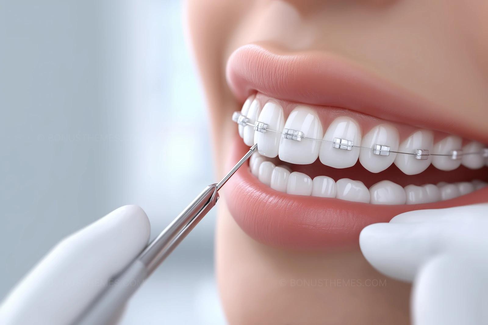 Orthodontist Adjusting Metal Braces | Professional Dental Treatment AI Image