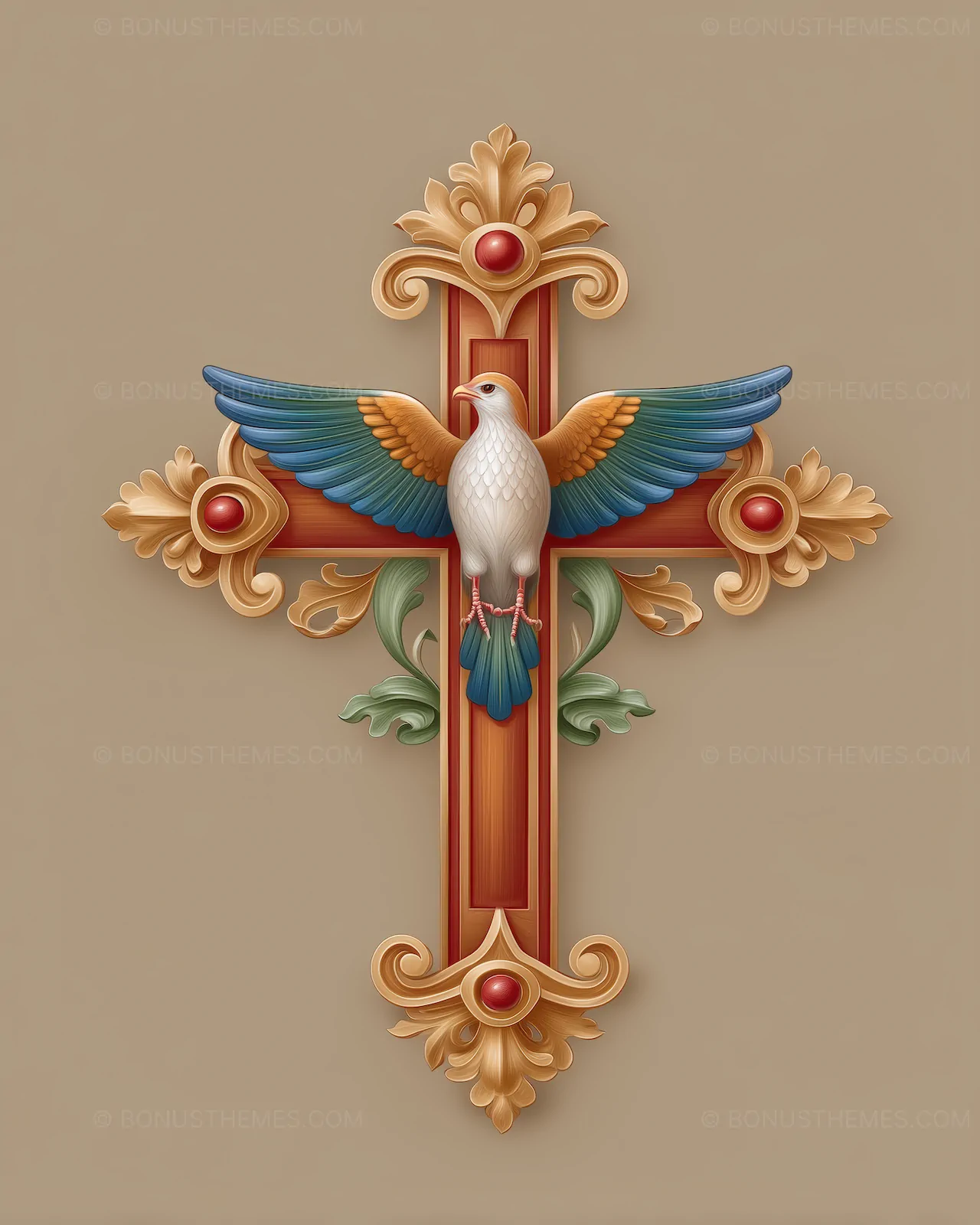 Pentecost Cross with Dove - Holy Spirit Symbolism | AI Image