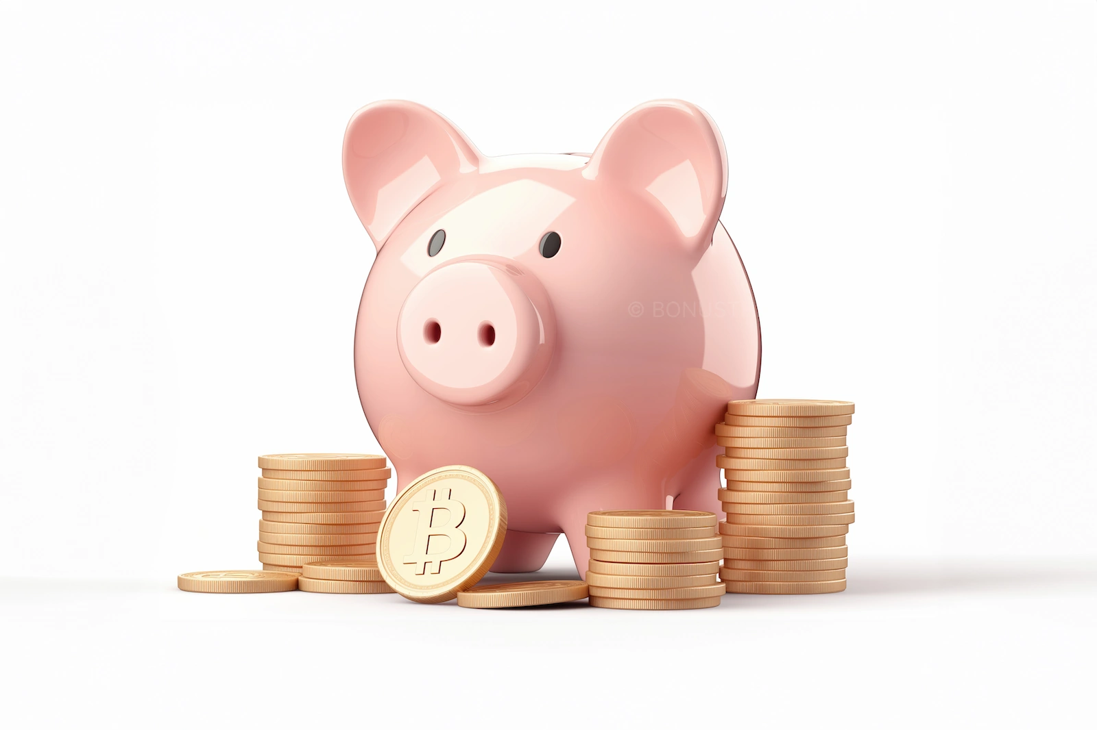 Happy Pink Piggy Bank with Gold Coins - AI Generated Savings Concept Image