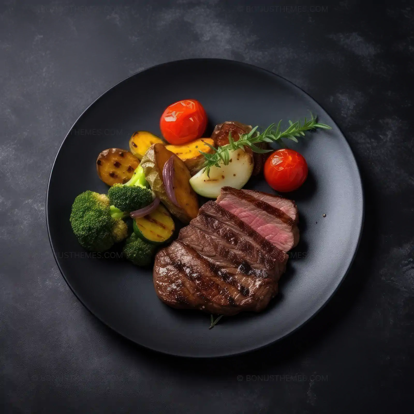Gourmet Meat and Fresh Vegetable Plate | Elegant AI Generated Culinary Dish for Menus