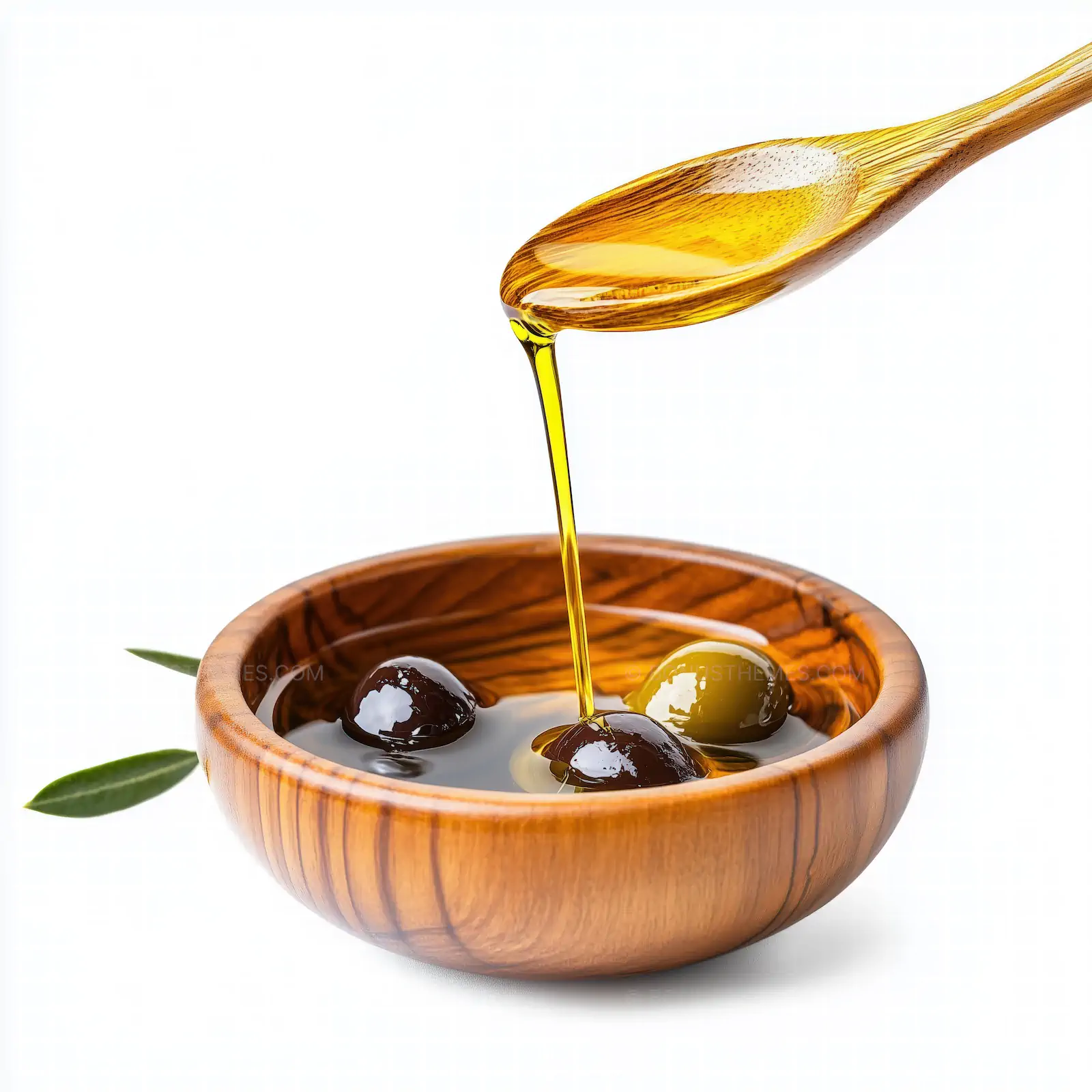 Pouring Olive Oil into Wooden Bowl | Authentic Mediterranean Culinary AI Image