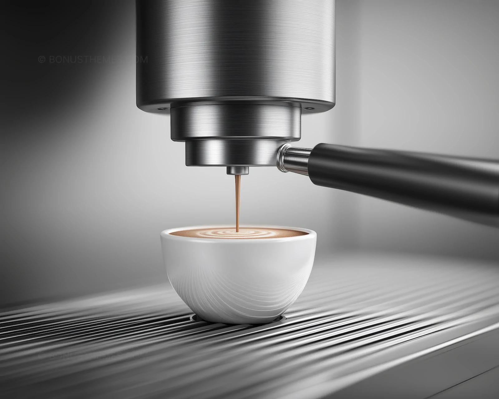 Professional Espresso Machine Pouring Latte Art | Premium Coffee Shop AI Generated Image