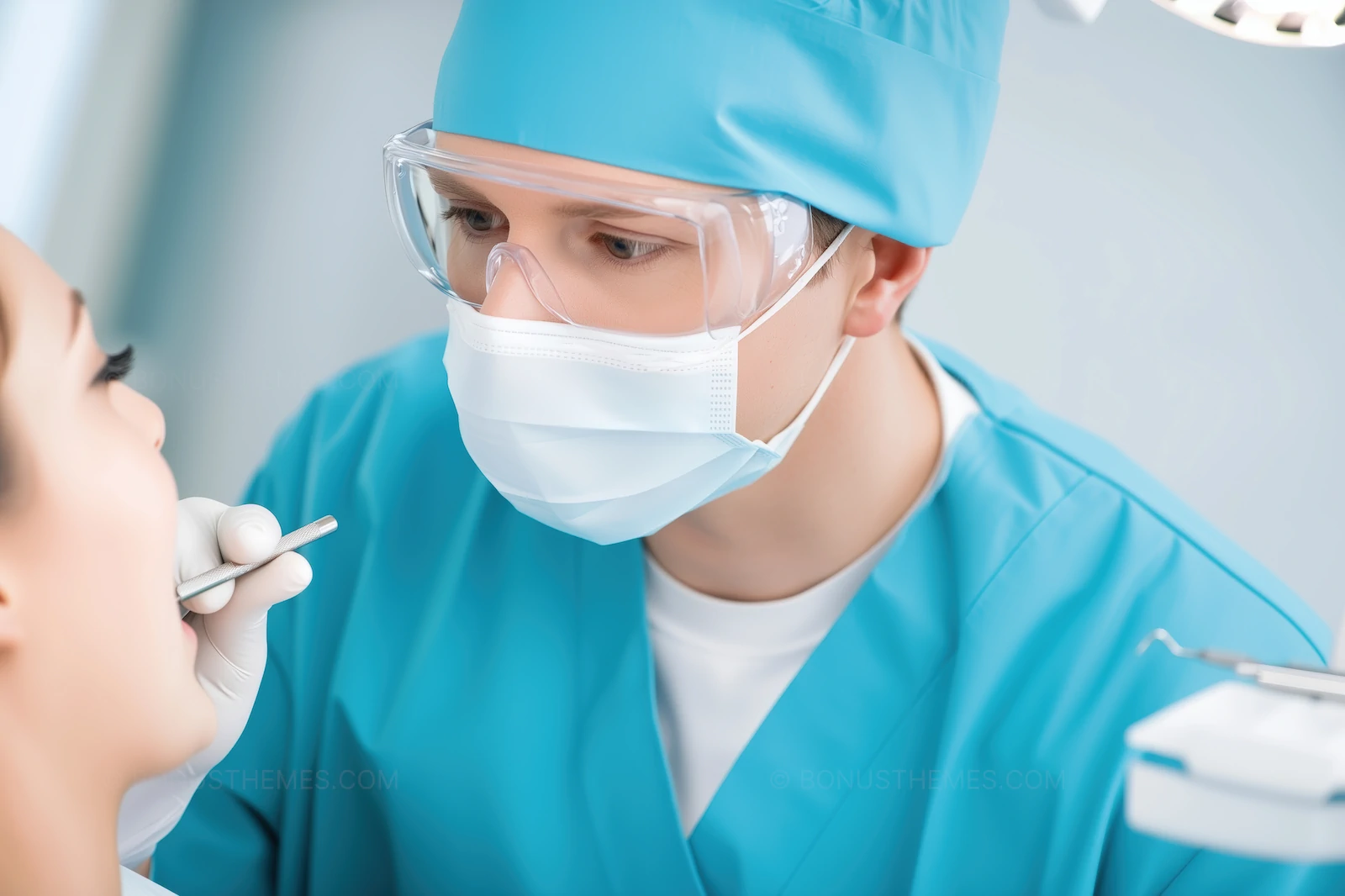 Professional Male Dentist Performing Check-up | Focused Healthcare AI Generated Image