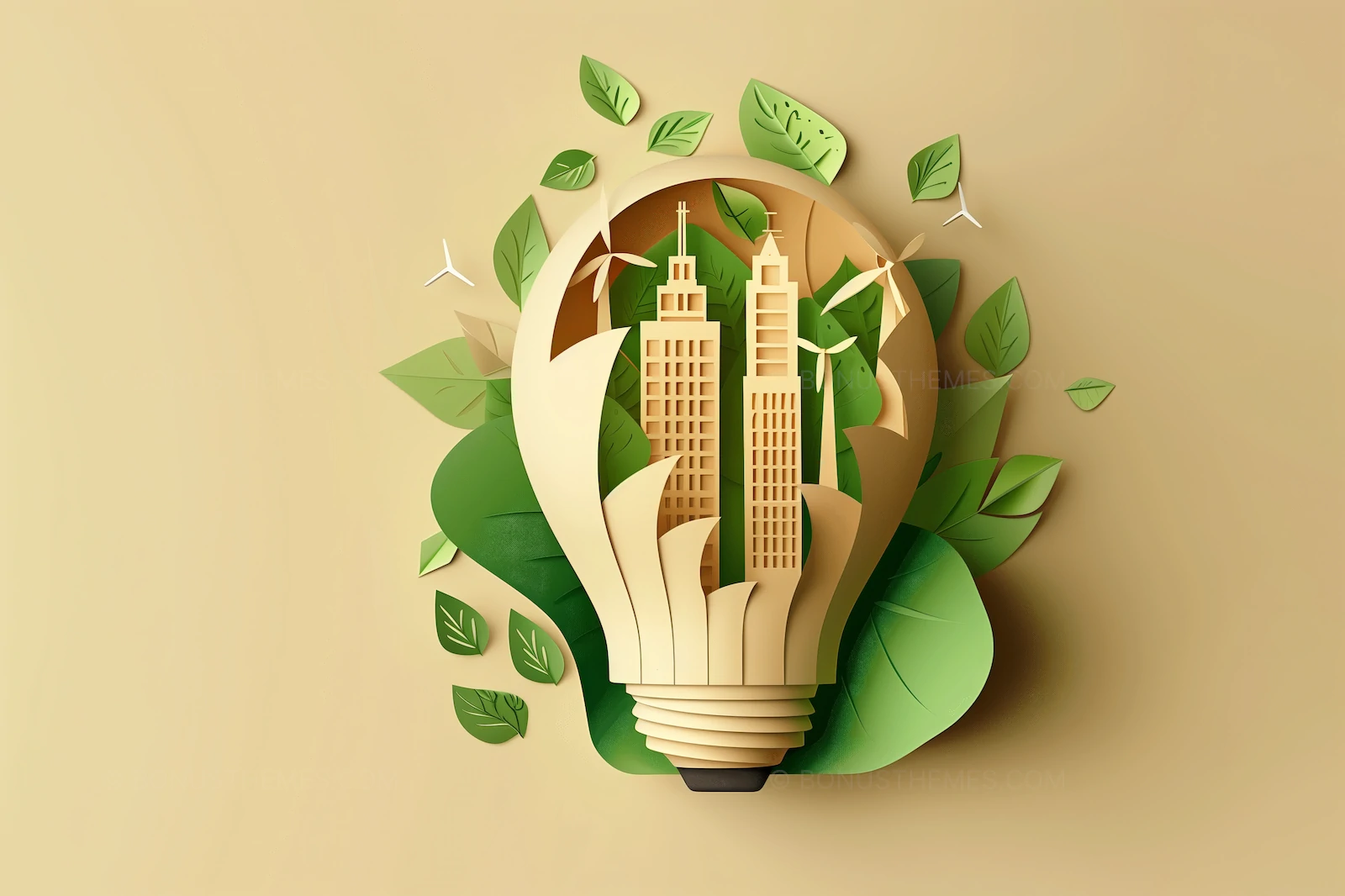 Renewable Energy in LED Bulb - AI Eco Concept Image | Sustainability Art