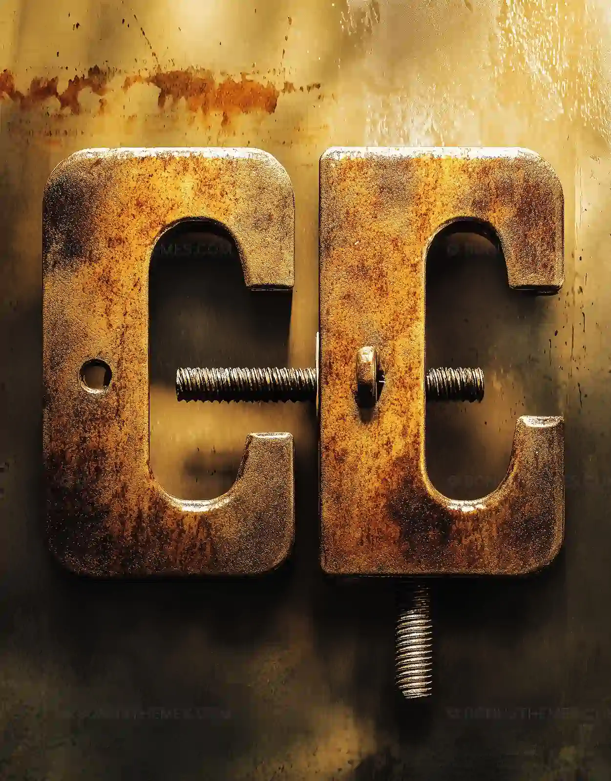 Rusty Bolt with CC Inscription - Eerie Mystery & Industrial Decay | AI Image