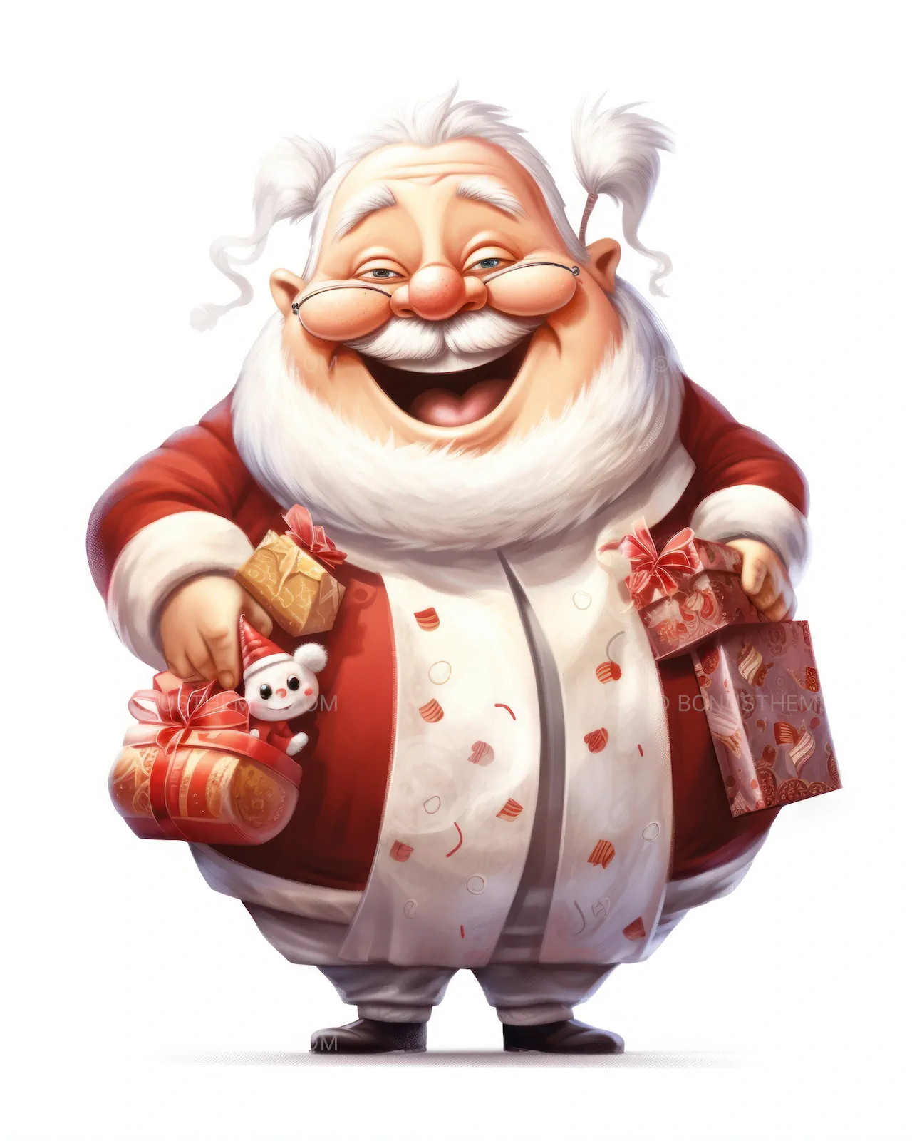 Santa Claus Carrying Festive Christmas Gifts | Joyful AI Generated Holiday Illustration
