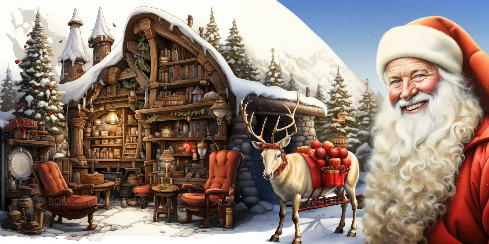 Santa Claus Christmas Workshop | Magical Holiday AI Image